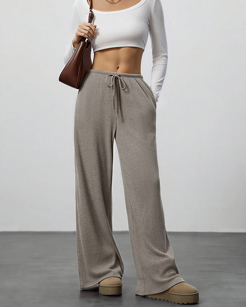 Willluxe® Drape Wide Leg Drawstring Lounge Pants