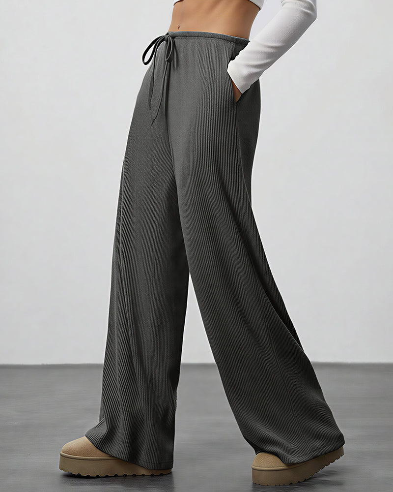 Willluxe® Drape Wide Leg Drawstring Lounge Pants