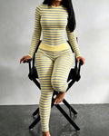 Willluxe® Striped Long Sleeve & Leggings Two-Piece Set