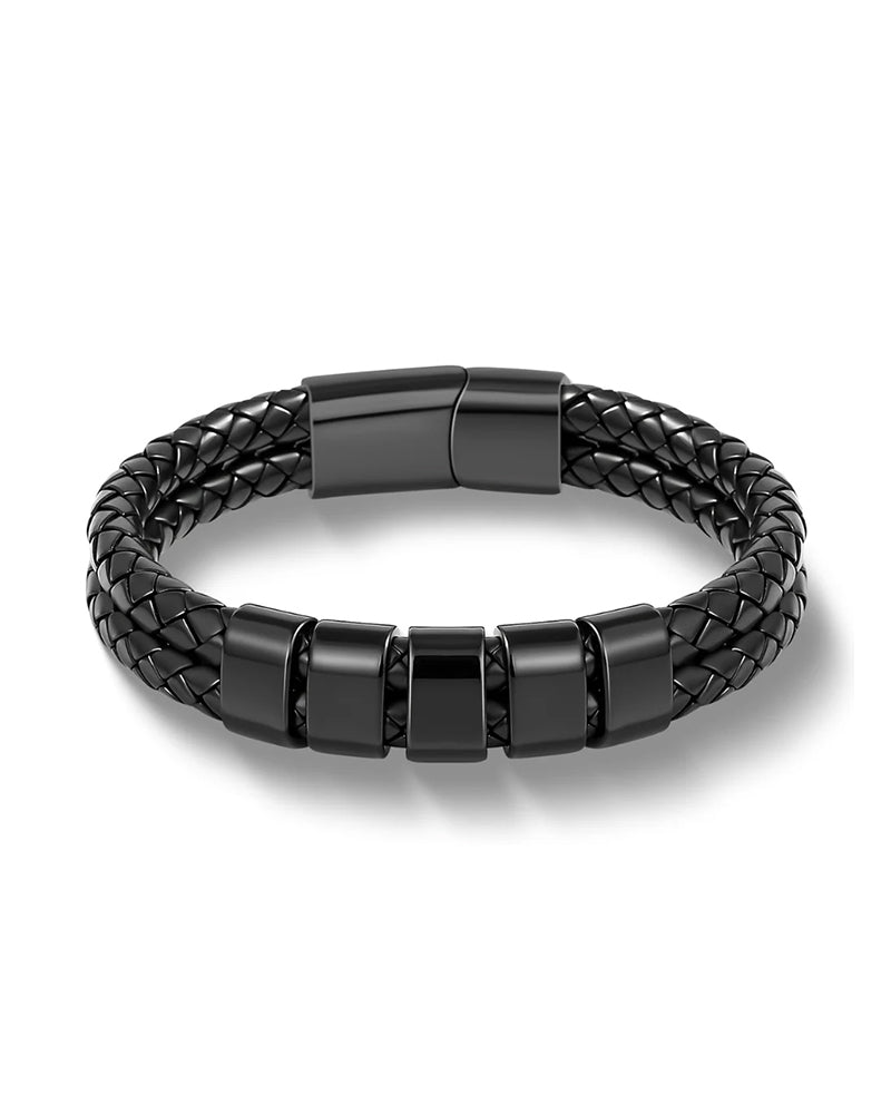 WILLLUXE® Custom Personalized Men's Braided Leather Bracelet