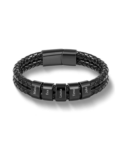 WILLLUXE® Custom Personalized Men's Braided Leather Bracelet