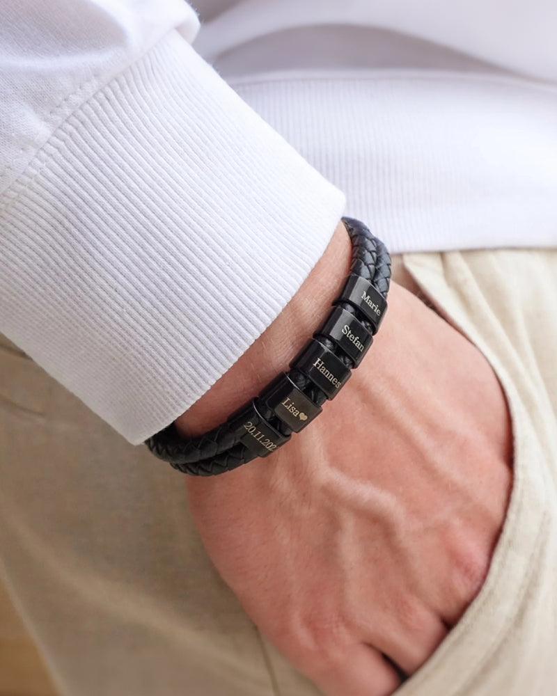 WILLLUXE® Custom Personalized Men's Braided Leather Bracelet