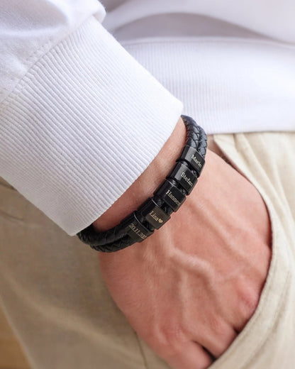 WILLLUXE® Custom Personalized Men's Braided Leather Bracelet