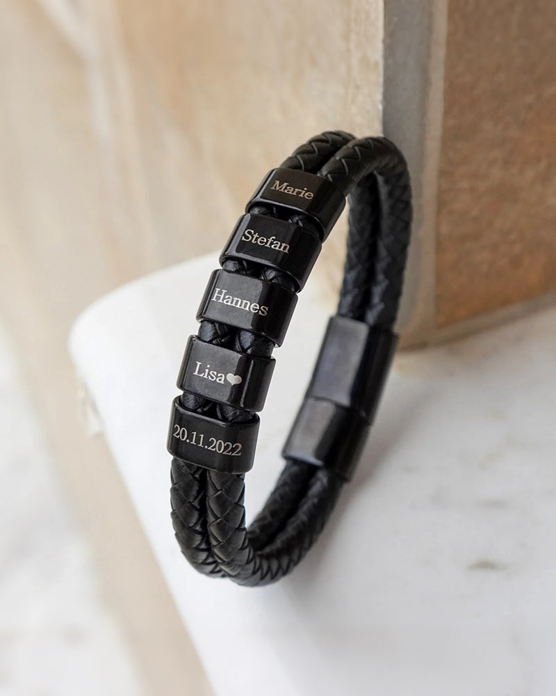 WILLLUXE® Custom Personalized Men's Braided Leather Bracelet