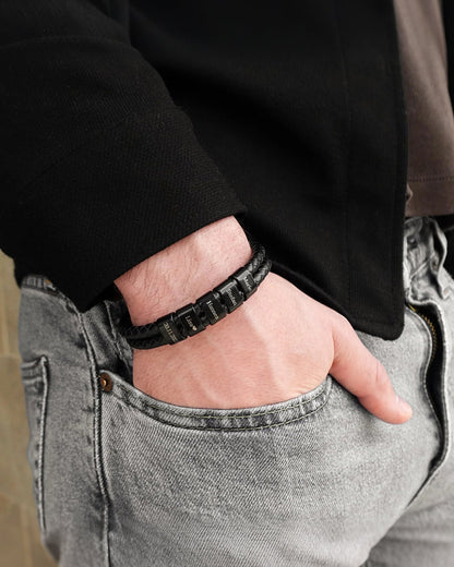 WILLLUXE® Custom Personalized Men's Braided Leather Bracelet