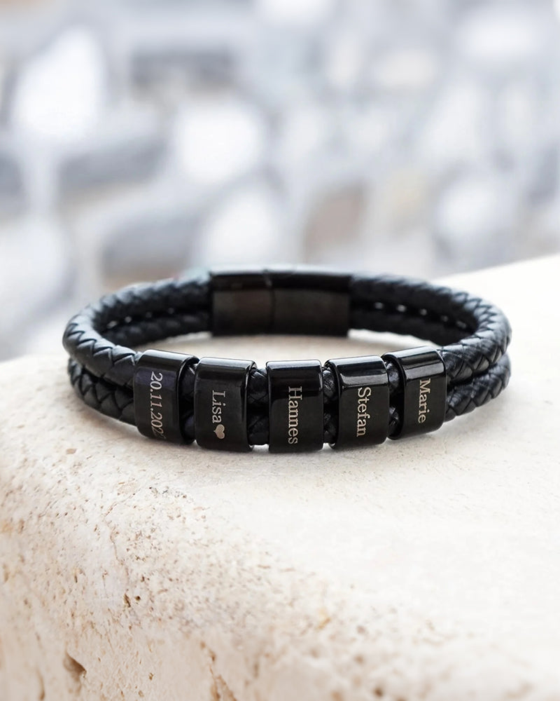 WILLLUXE® Custom Personalized Men's Braided Leather Bracelet