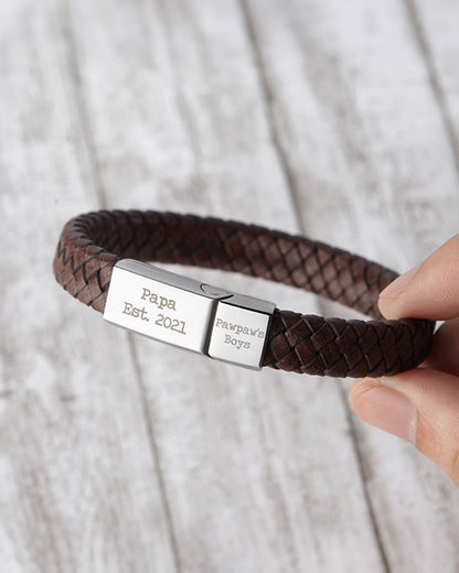 WILLLUXE® Custom Personalized Vintage Braided Leather Bracelet
