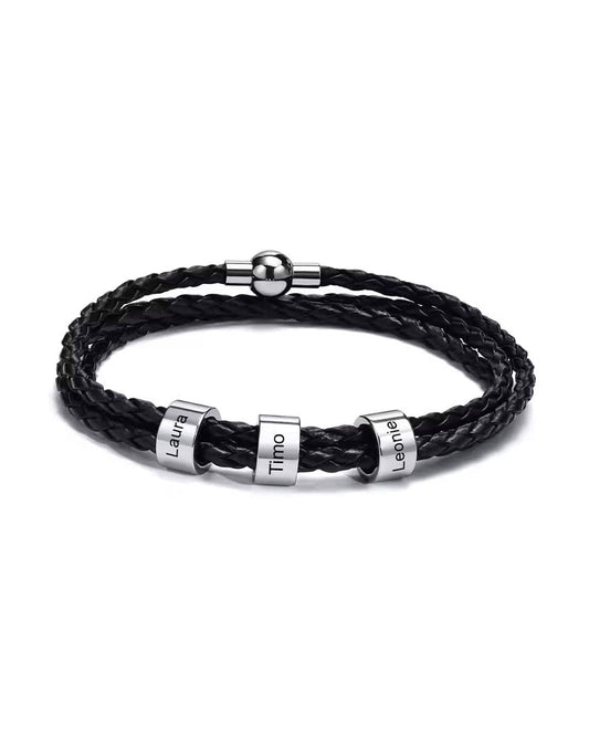 WILLLUXE® Personalized Men's Braided Leather Wrap Bracelet