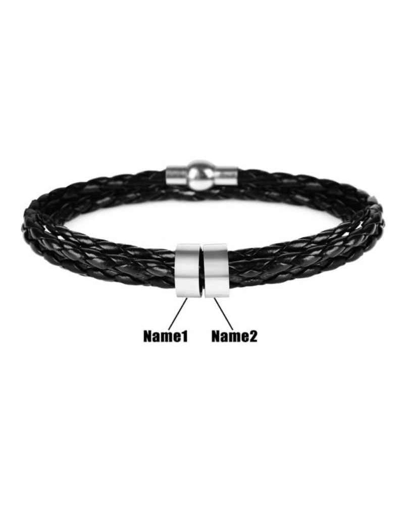 WILLLUXE® Personalized Men's Braided Leather Wrap Bracelet