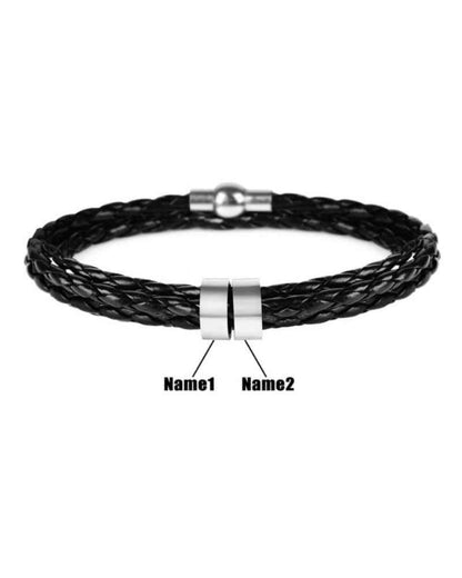 WILLLUXE® Personalized Men's Braided Leather Wrap Bracelet