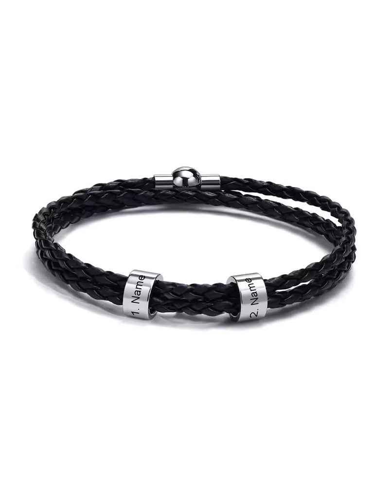 WILLLUXE® Personalized Men's Braided Leather Wrap Bracelet