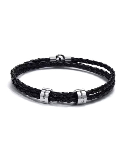 WILLLUXE® Personalized Men's Braided Leather Wrap Bracelet