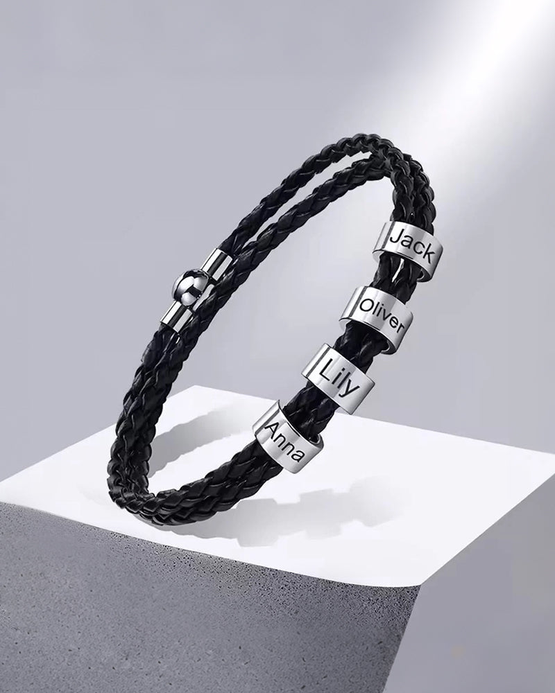 WILLLUXE® Personalized Men's Braided Leather Wrap Bracelet