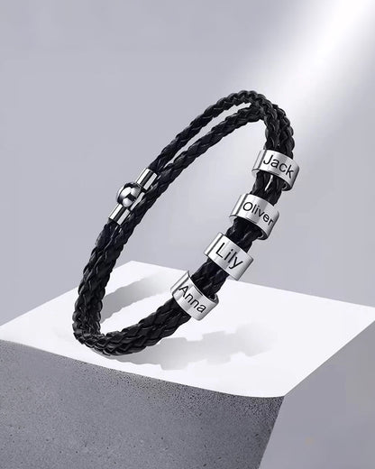 WILLLUXE® Personalized Men's Braided Leather Wrap Bracelet