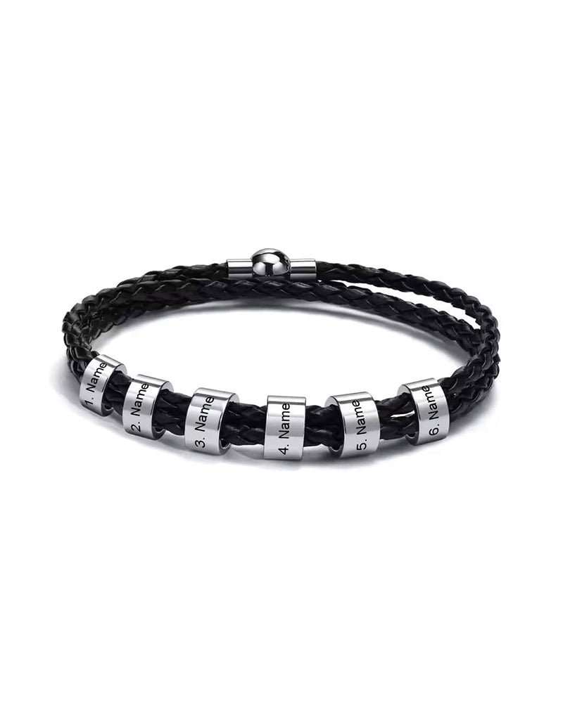 WILLLUXE® Personalized Men's Braided Leather Wrap Bracelet
