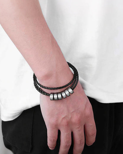 WILLLUXE® Personalized Men's Braided Leather Wrap Bracelet