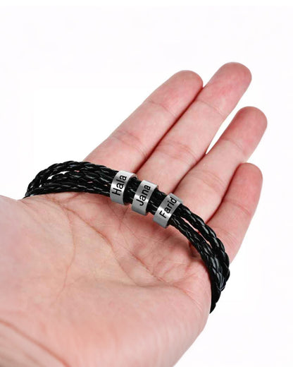 WILLLUXE® Personalized Men's Braided Leather Wrap Bracelet