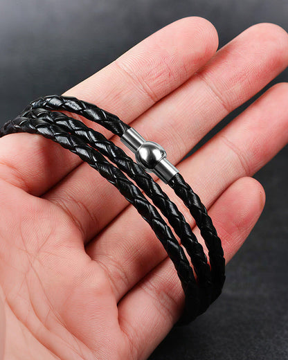 WILLLUXE® Personalized Men's Braided Leather Wrap Bracelet