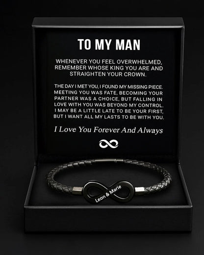 WILLLUXE® Custom Men's Braided Leather Bracelet Gift Box