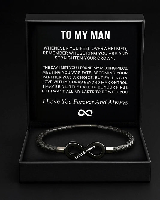 WILLLUXE® Custom Men's Braided Leather Bracelet Gift Box