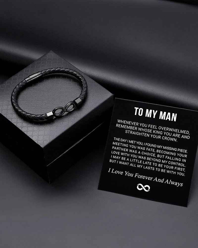 WILLLUXE® Custom Men's Braided Leather Bracelet Gift Box