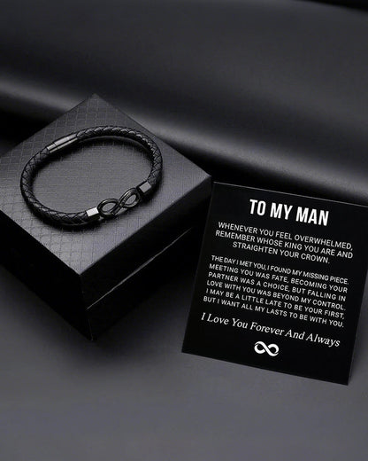 WILLLUXE® Custom Men's Braided Leather Bracelet Gift Box
