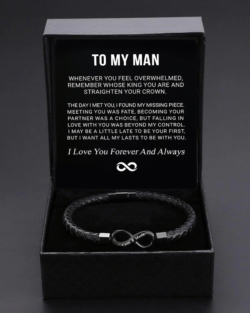 WILLLUXE® Custom Men's Braided Leather Bracelet Gift Box