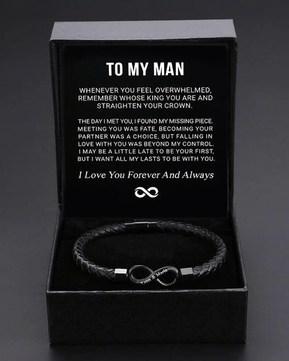WILLLUXE® Custom Men's Braided Leather Bracelet Gift Box
