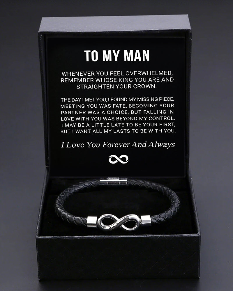 WILLLUXE® Custom Men's Braided Leather Bracelet Gift Box