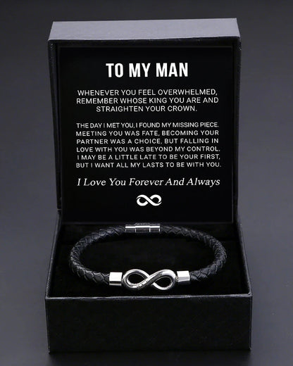 WILLLUXE® Custom Men's Braided Leather Bracelet Gift Box