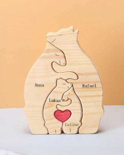 WILLLUXE® Personalized Wooden Bear Family Puzzle Custom Name