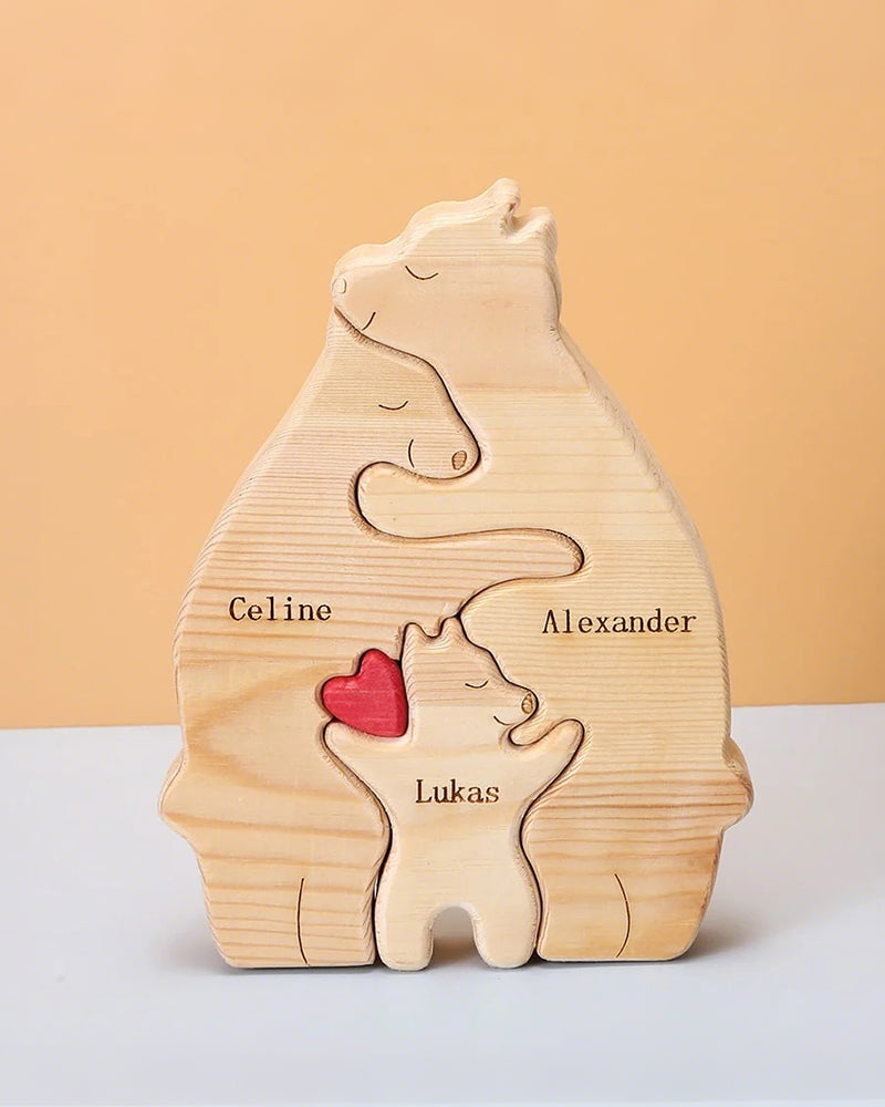 WILLLUXE® Personalized Wooden Bear Family Puzzle Custom Name