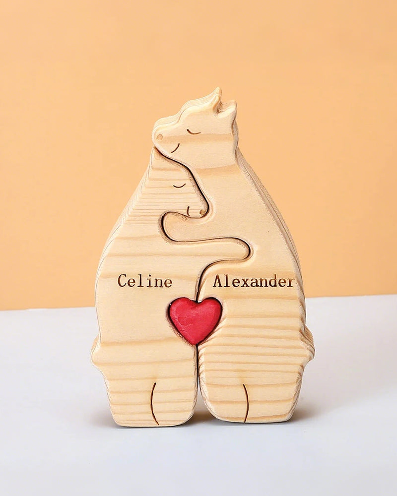 WILLLUXE® Personalized Wooden Bear Family Puzzle Custom Name