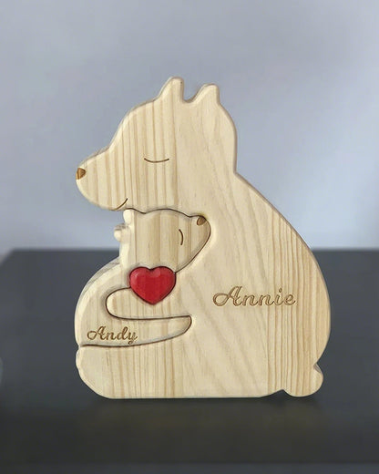 WILLLUXE® Personalized Wooden Bear Family Puzzle Custom Name