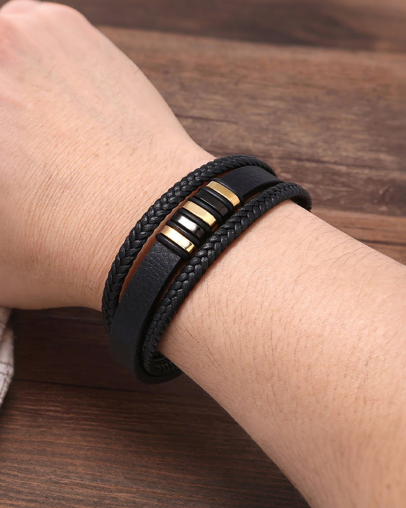WILLLUXE® Custom Multi-Layer Braided Leather Bracelet