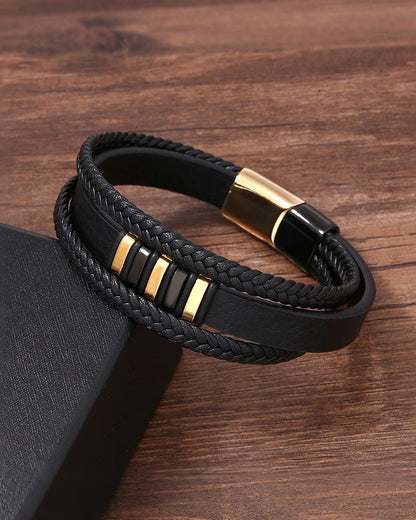 WILLLUXE® Custom Multi-Layer Braided Leather Bracelet