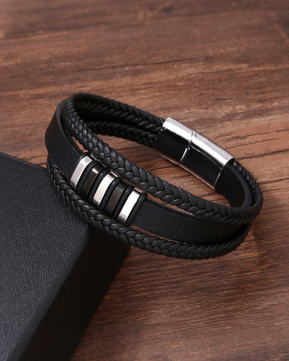 WILLLUXE® Custom Multi-Layer Braided Leather Bracelet