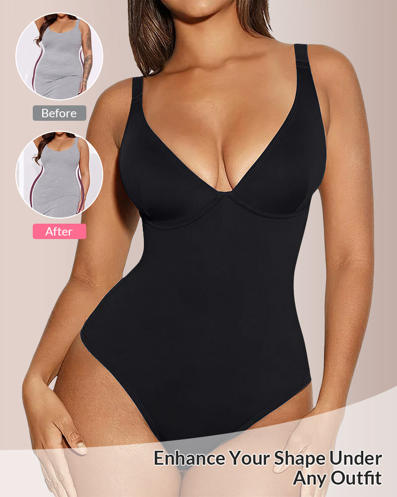 Willluxe® CurveFlex - V Neck Bodysuit Tummy Control Shapewear