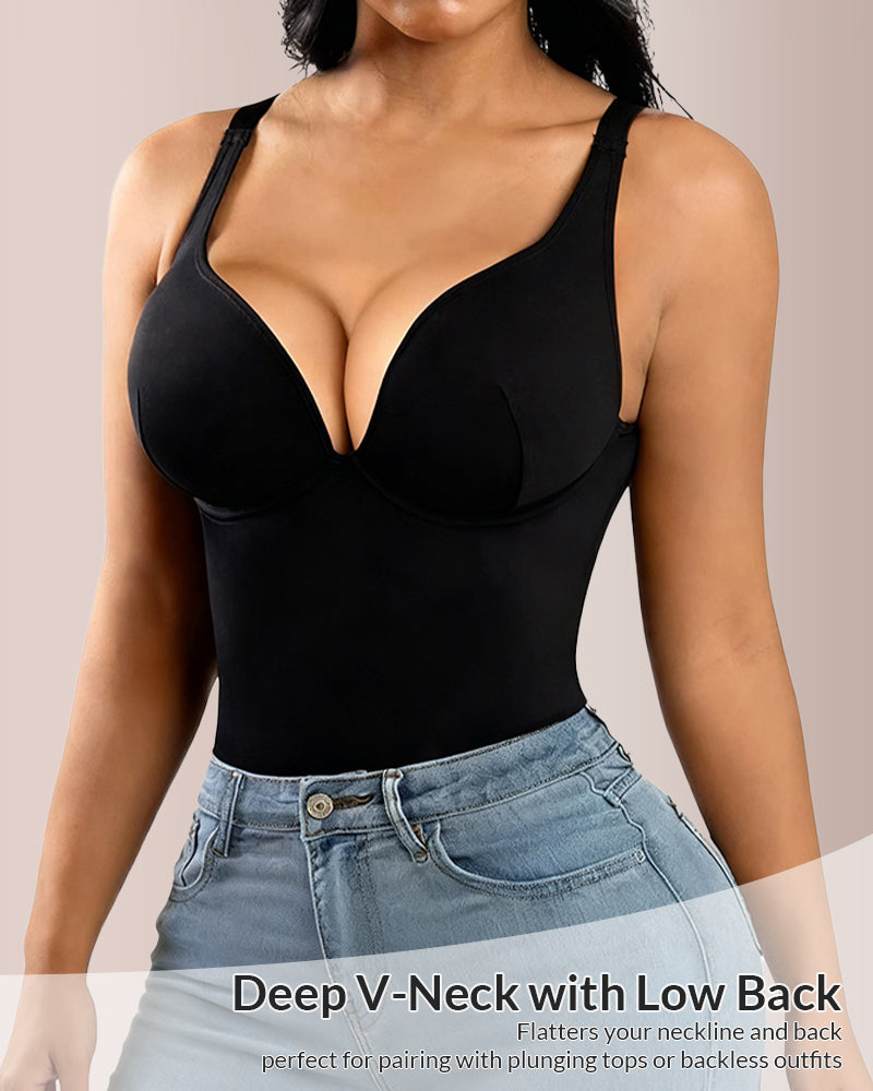 Willluxe® CurveFlex - V Neck Bodysuit Tummy Control Shapewear