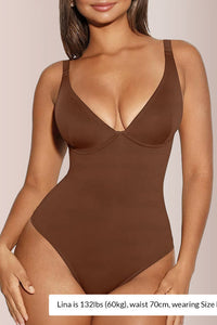 Willluxe® CurveFlex - V Neck Bodysuit Tummy Control Shapewear