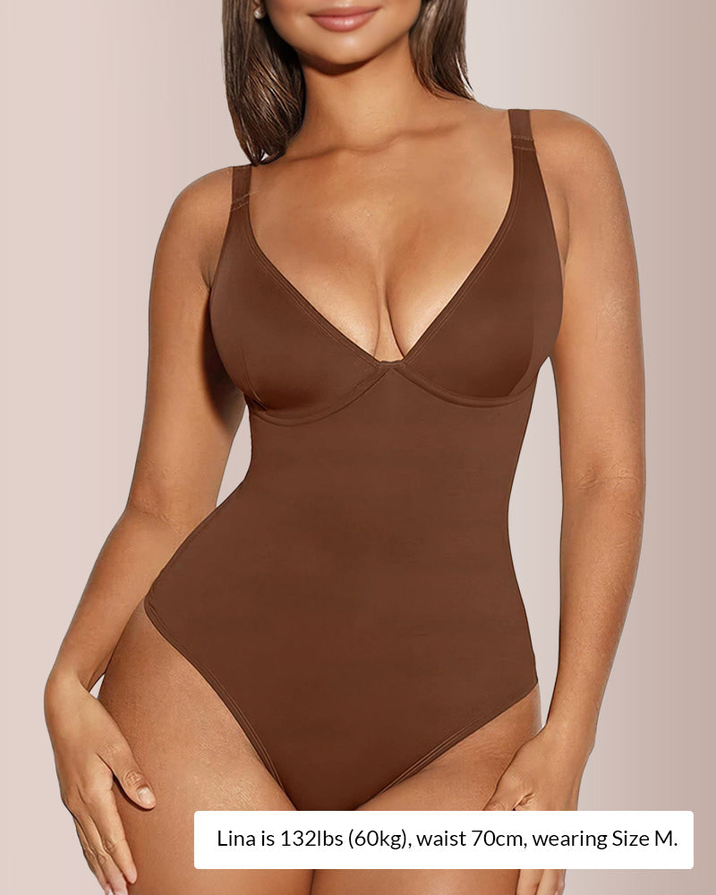 Willluxe® CurveFlex - V Neck Bodysuit Tummy Control Shapewear