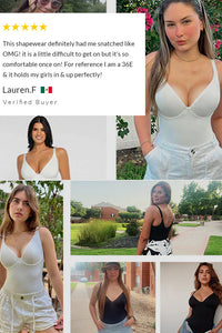 Willluxe® CurveFlex - V Neck Bodysuit Tummy Control Shapewear