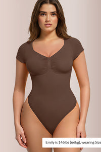 Willluxe® Seamless Short Sleeve Thong Bodysuit