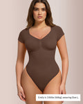 Willluxe® Seamless Short Sleeve Thong Bodysuit