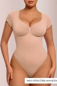 Willluxe® Seamless Short Sleeve Thong Bodysuit