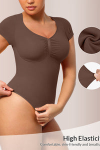Willluxe® Seamless Short Sleeve Thong Bodysuit