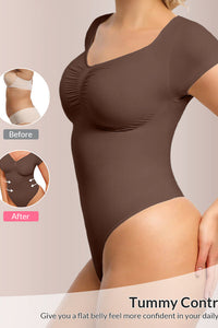 Willluxe® Seamless Short Sleeve Thong Bodysuit