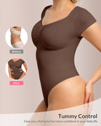 Willluxe® Seamless Short Sleeve Thong Bodysuit