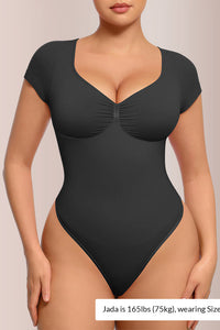 Willluxe® Seamless Short Sleeve Thong Bodysuit