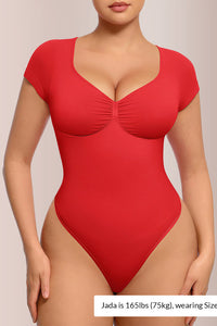 Willluxe® Seamless Short Sleeve Thong Bodysuit